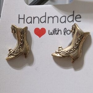 Handmade Gold Boot Earrings